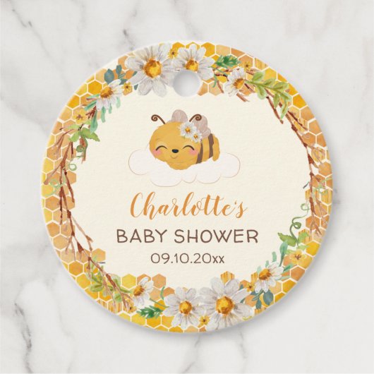Bijen Baby shower Floral Honeycomb Bedankjes Labels (Voorkant)