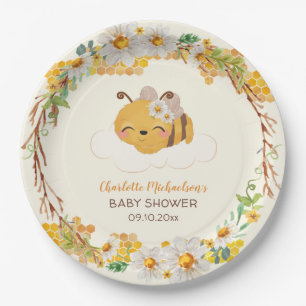 Bijen Baby shower Floral Honeycomb Papieren Bordje