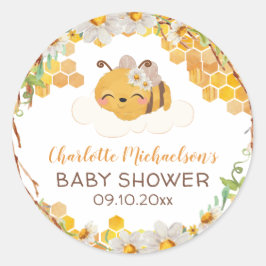 Bijen Baby shower Floral Honeycomb Ronde Sticker