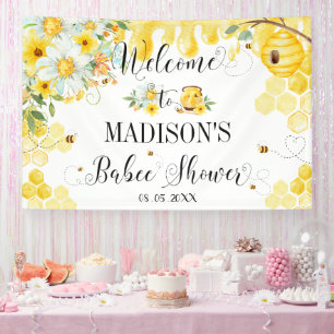 Bijen Baby Shower Gele Bloemstuk Achtergrond Welko Spandoek