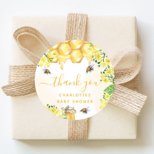 Bijen Baby shower gele florale honing bedankt Ronde Sticker
