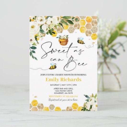 Bijen Baby shower Genderneutraal zoet als mogelijk Kaart (Staand voorkant)