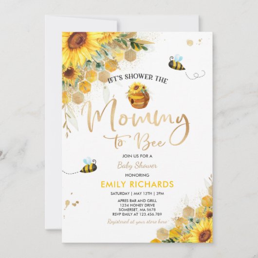 Bijen Baby shower Genderneutrale mammie om te word Kaart (Voorkant)