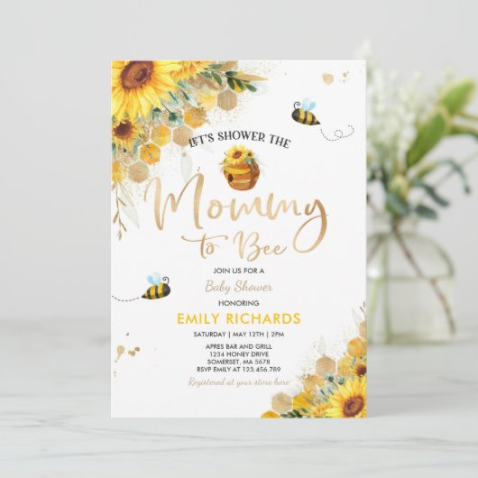 Bijen Baby shower Genderneutrale mammie om te word Kaart (Staand voorkant)