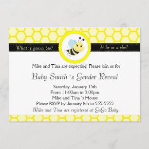 Bijen Baby shower Genderonderzoek Uitnodiging