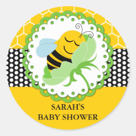 Bijen Baby shower gepersonaliseerd Ronde Sticker