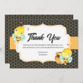 Bijen Baby shower - Hartelijk dank Bedankkaart (Voorkant / Achterkant)