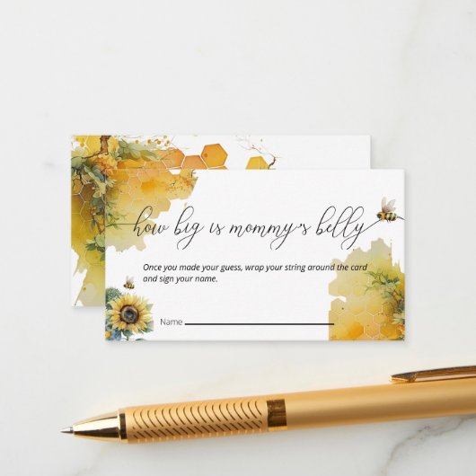 Bijen Baby shower | Hoe groot is mama's buik spel Informatiekaartje (Voorkant / Achterkant in situ)