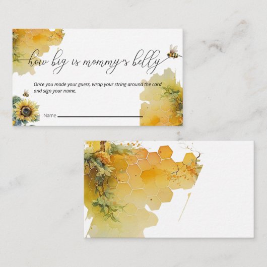 Bijen Baby shower | Hoe groot is mama's buik spel Informatiekaartje (Voorkant / Achterkant)