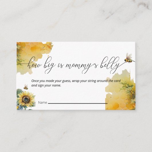 Bijen Baby shower | Hoe groot is mama's buik spel Informatiekaartje (Voorkant)