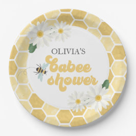 Bijen baby shower honingraat en madeliefjes papieren bordje