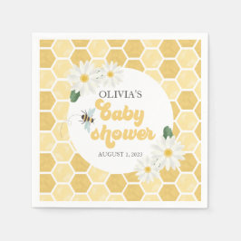 Bijen baby shower honingraat en madeliefjes servet