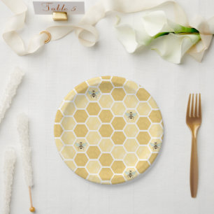 Bijen Baby shower-honingraatpapier Borden Papieren Bordje