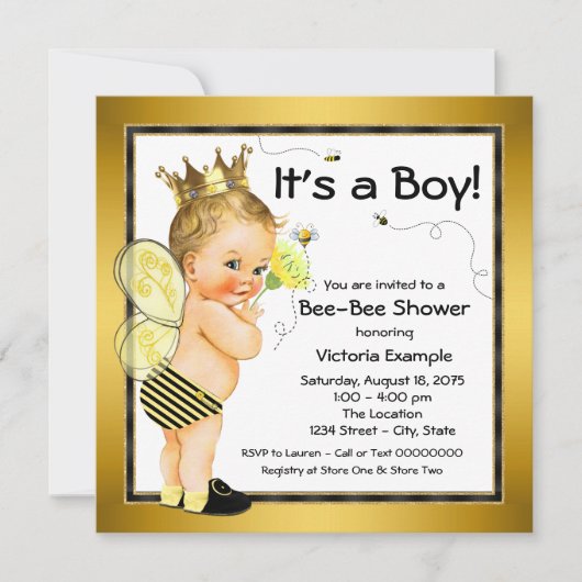 Bijen Baby Shower Kaart (Voorkant)