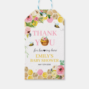 Bijen Baby shower mama om roze lentekort te worden Cadeaulabel