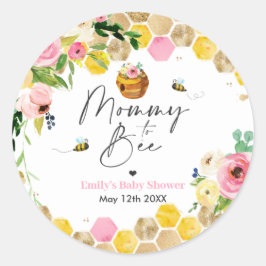 Bijen Baby shower mama om roze lentekort te worden Ronde Sticker