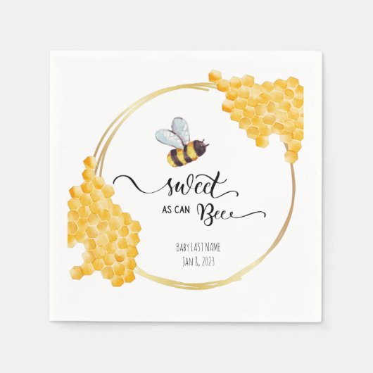 Bijen Baby shower Napkin Servet (Voorkant)