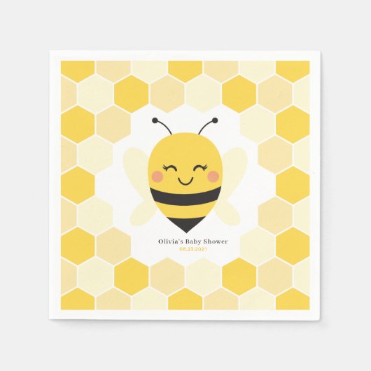 Bijen Baby shower Napkins met ontwerp van Honeycom Servet (Voorkant)