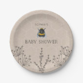 Bijen Baby shower Natuurlijke Papier Bord (Voorkant)