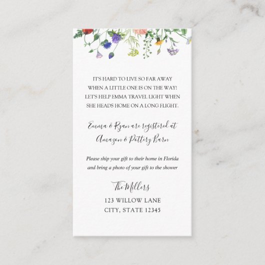 Bijen baby shower over lange afstand informatiekaartje (Voorkant)