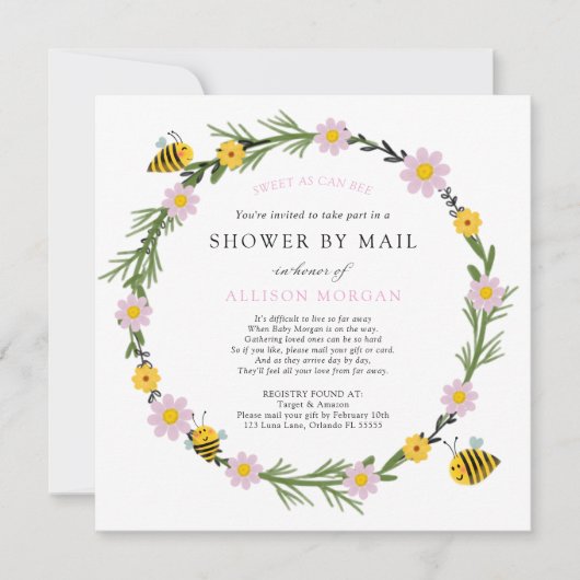 Bijen Baby shower per Mail Invitation Kaart (Voorkant)