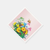 Bijen Baby shower Roze Bloemen Fopspeen Servet (Hoek)