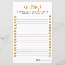 Bijen Baby shower Spel. Films, liedjes, zinnen.