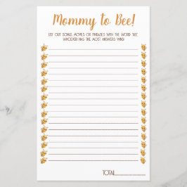 Bijen Baby shower Spel. Films, liedjes, zinnen.