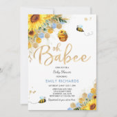 Bijen Baby shower Uitnodiging Floral Babee Shower (Voorkant)