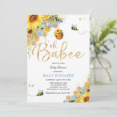 Bijen Baby shower Uitnodiging Floral Babee Shower (Staand voorkant)