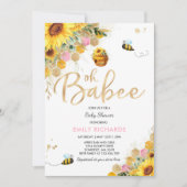 Bijen Baby shower Uitnodiging Floral Babee Shower (Voorkant)