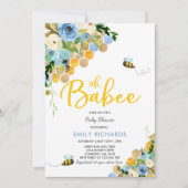 Bijen Baby shower Uitnodiging Floral Babee Shower (Voorkant)