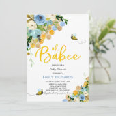 Bijen Baby shower Uitnodiging Floral Babee Shower (Staand voorkant)