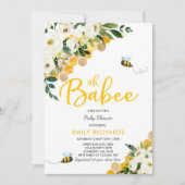 Bijen Baby shower Uitnodiging Floral Babee Shower (Voorkant)