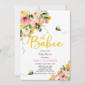 Bijen Baby shower Uitnodiging Floral Babee Shower (Voorkant)