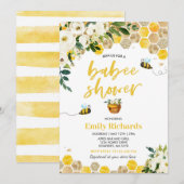 Bijen Baby shower Uitnodiging Floral Babee Shower (Voorkant / Achterkant)