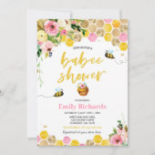 Bijen Baby shower Uitnodiging Floral Babee Shower (Voorkant)