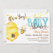 Bijen Baby shower uitnodiging, jongen Kaart (Voorkant)