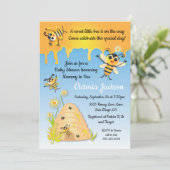 Bijen Baby shower uitnodiging met bijenkorf (Staand voorkant)