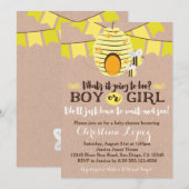 Bijen Baby shower Uitnodiging of Gender Reveal Par (Voorkant / Achterkant)
