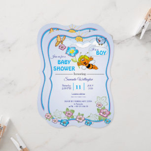 Bijen baby shower uitnodiging voor jongen