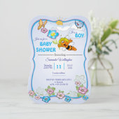 Bijen baby shower uitnodiging voor jongen (Staand voorkant)