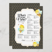 Bijen Baby shower wat er in je portemonnee spel Kaart (Voorkant / Achterkant)