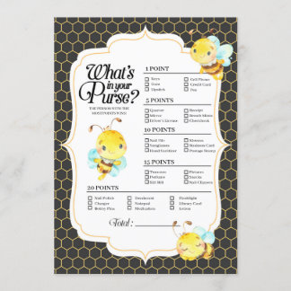 Bijen Baby shower wat er in je portemonnee spel Kaart