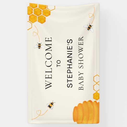 Bijen Baby shower Welkom Spandoek (Verticaal)