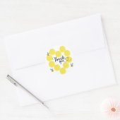 Bijen babyshower bedankt ronde sticker (Envelop)