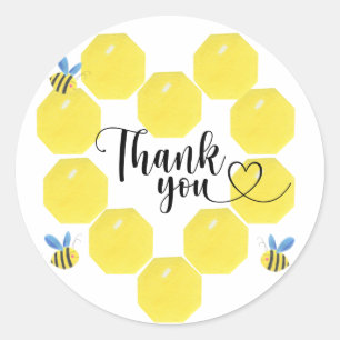 Bijen babyshower bedankt ronde sticker