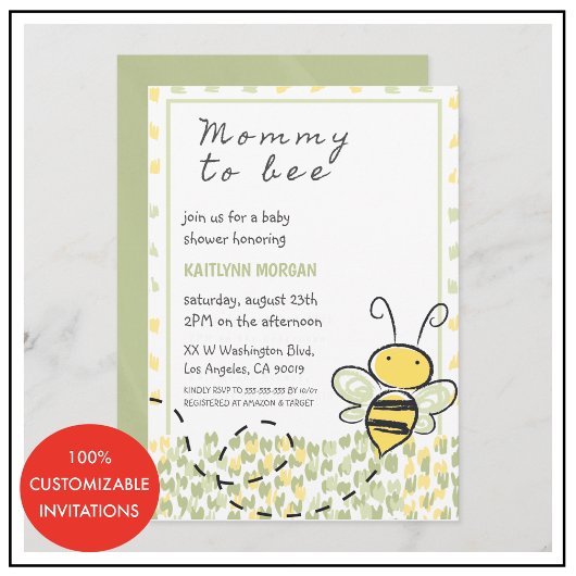 Bijen babyshower uitnodigingen Rustieke geslachtsn
