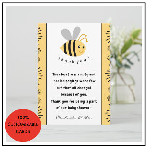 Bijen bedankkaartjes Zoet als een bij Baby shower Bedankkaart