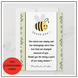 Bijen bedankkaartjes Zoet als kan bij Baby shower Bedankkaart
